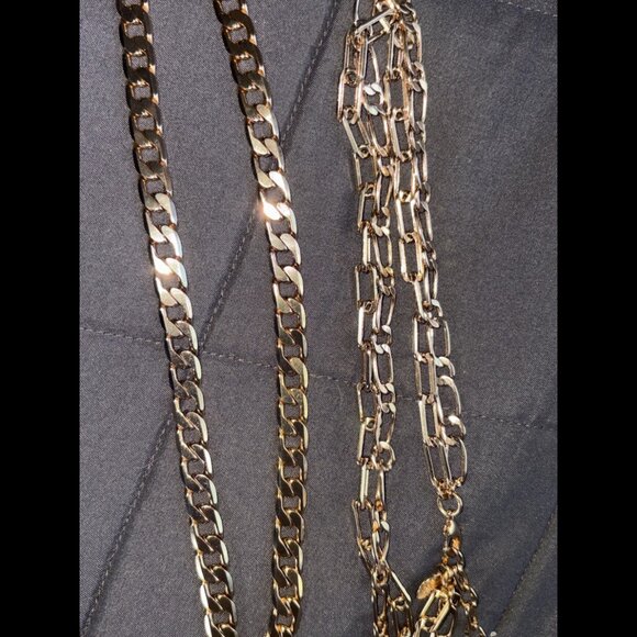 Gold Layered Chain Adjustable Choker Necklace O Ring T Bar - Picture 5 of 6